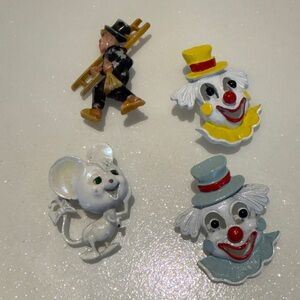 Gerrys Colorful Clown and Mouse Brooch Set
